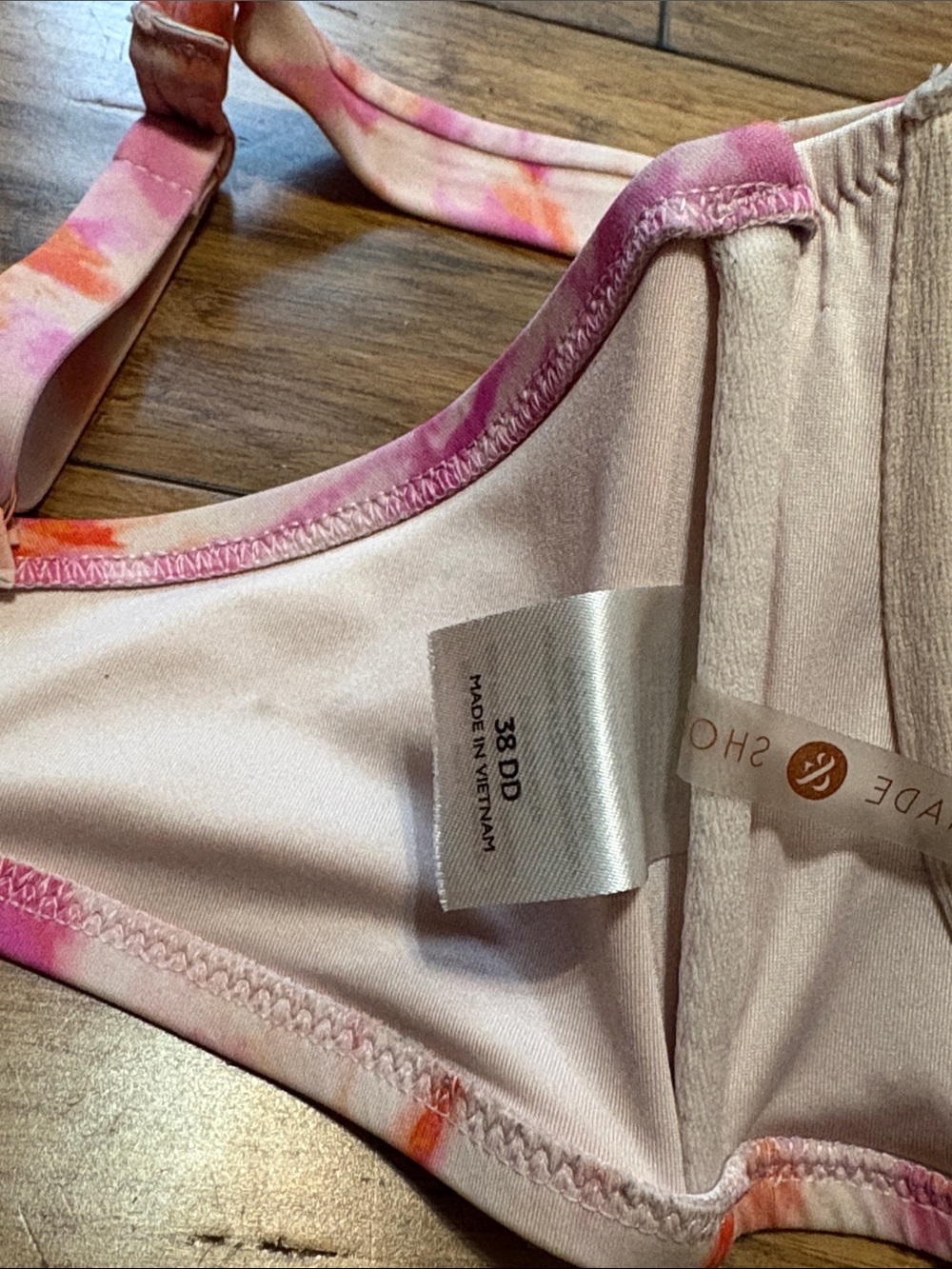 Shade & Shore Bikini Top 38DD Pink Tye Dye - Picture 6 of 6